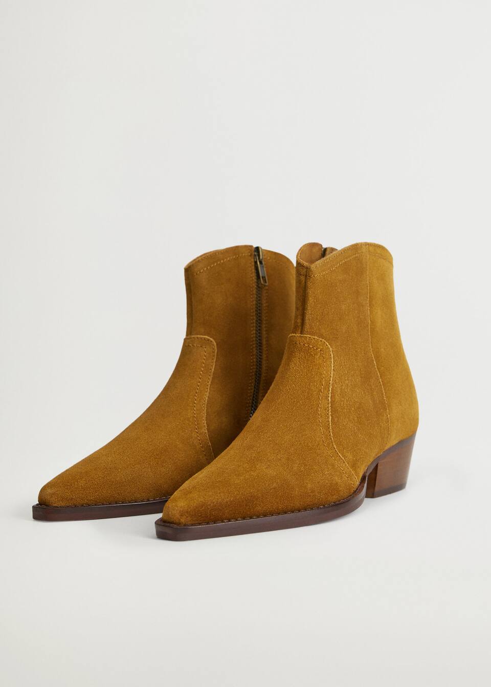 Leather Pointed Ankle Boots Woman Mango Malaysia