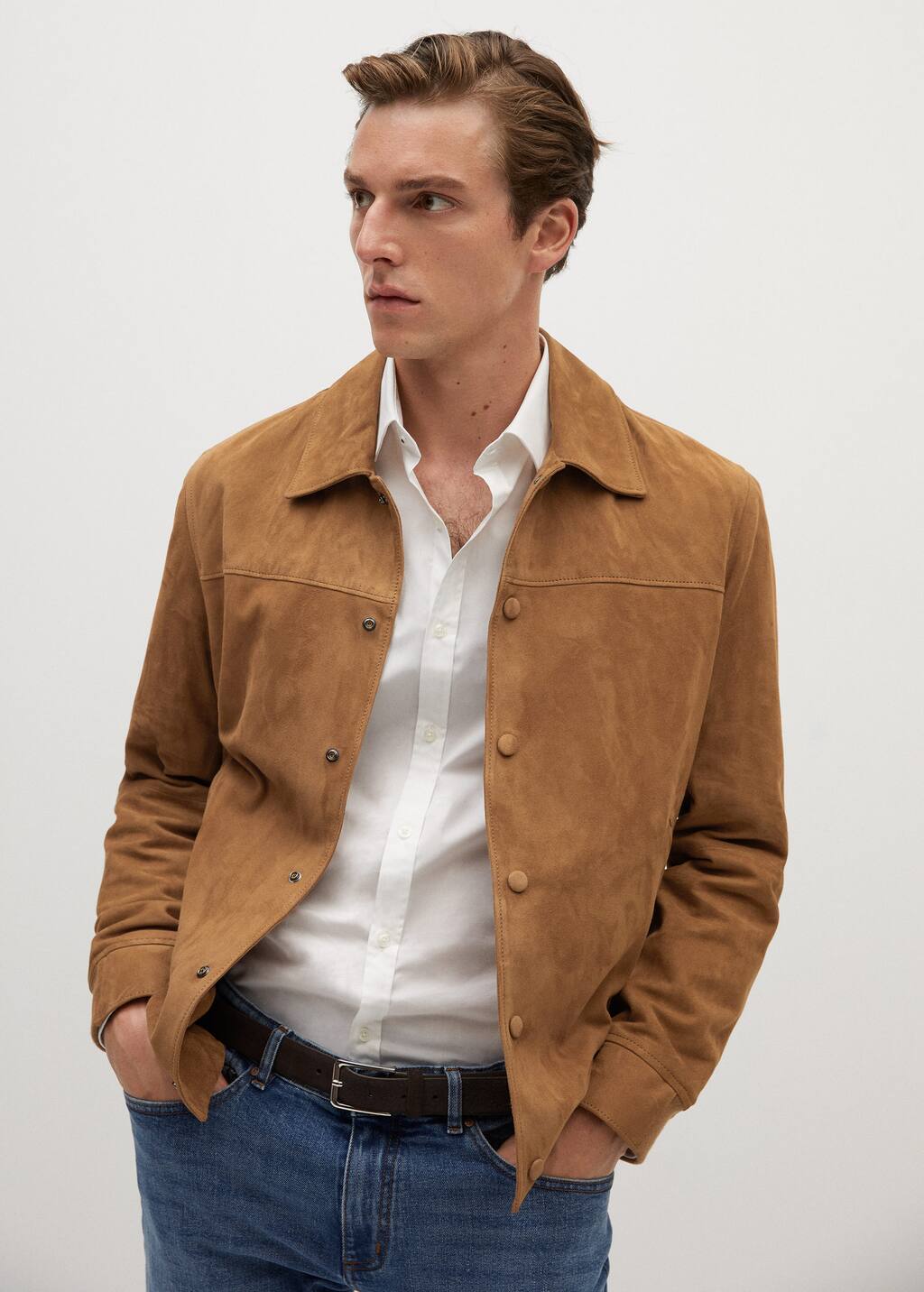 Cuir pour Homme 2020 | Mango Man France MANGO MAN Blouson Daim Veste Cuir Poches Taille:XXL