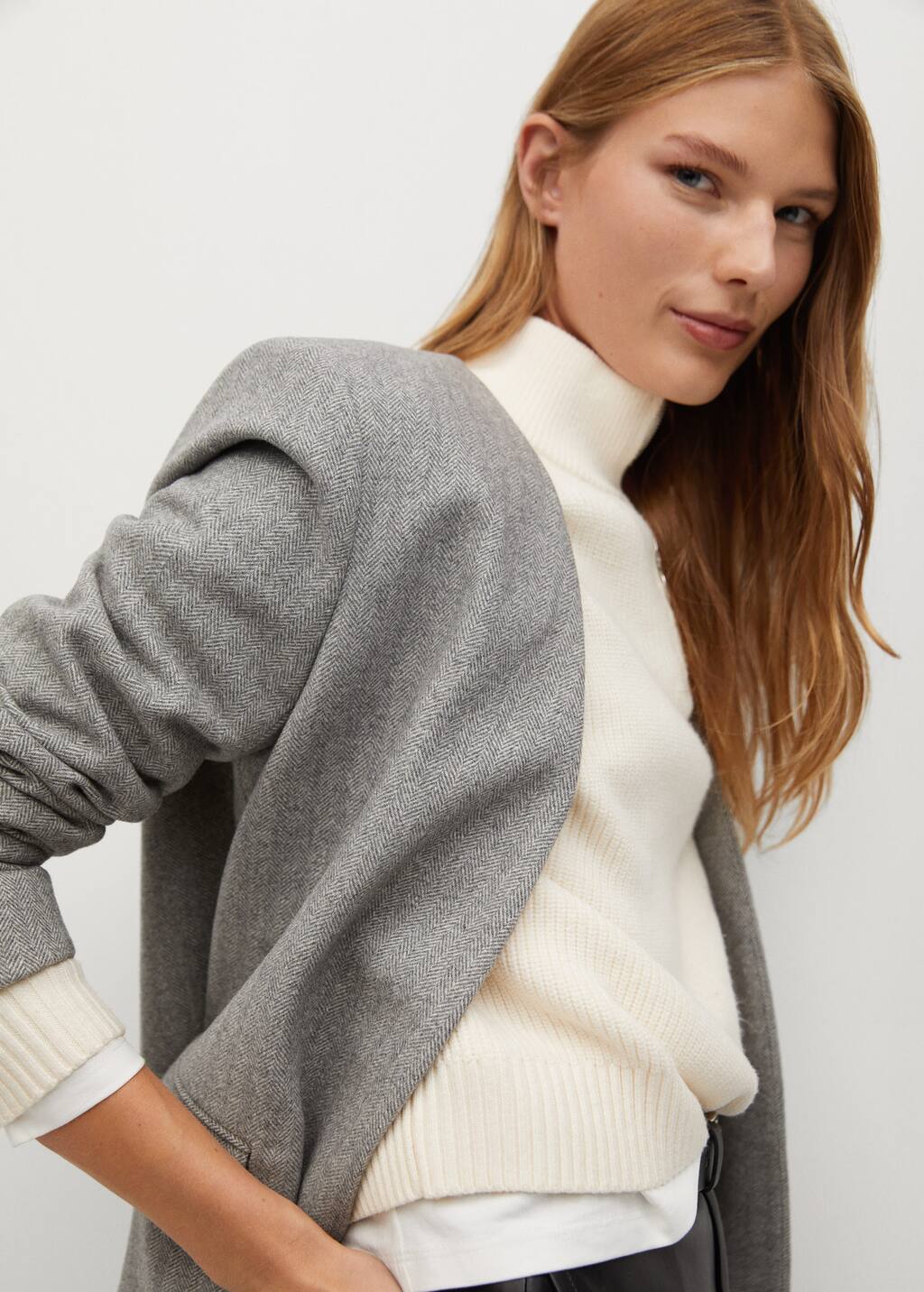 Mango Herringbone woolblend blazer 77047884 92