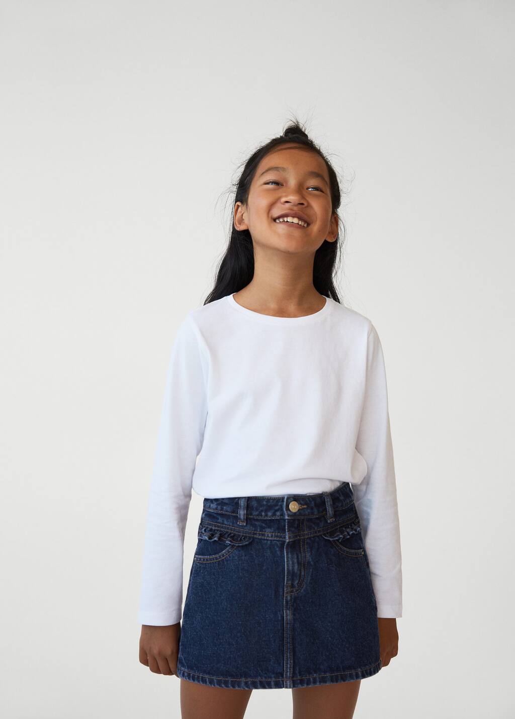 denim skirt with ruffle