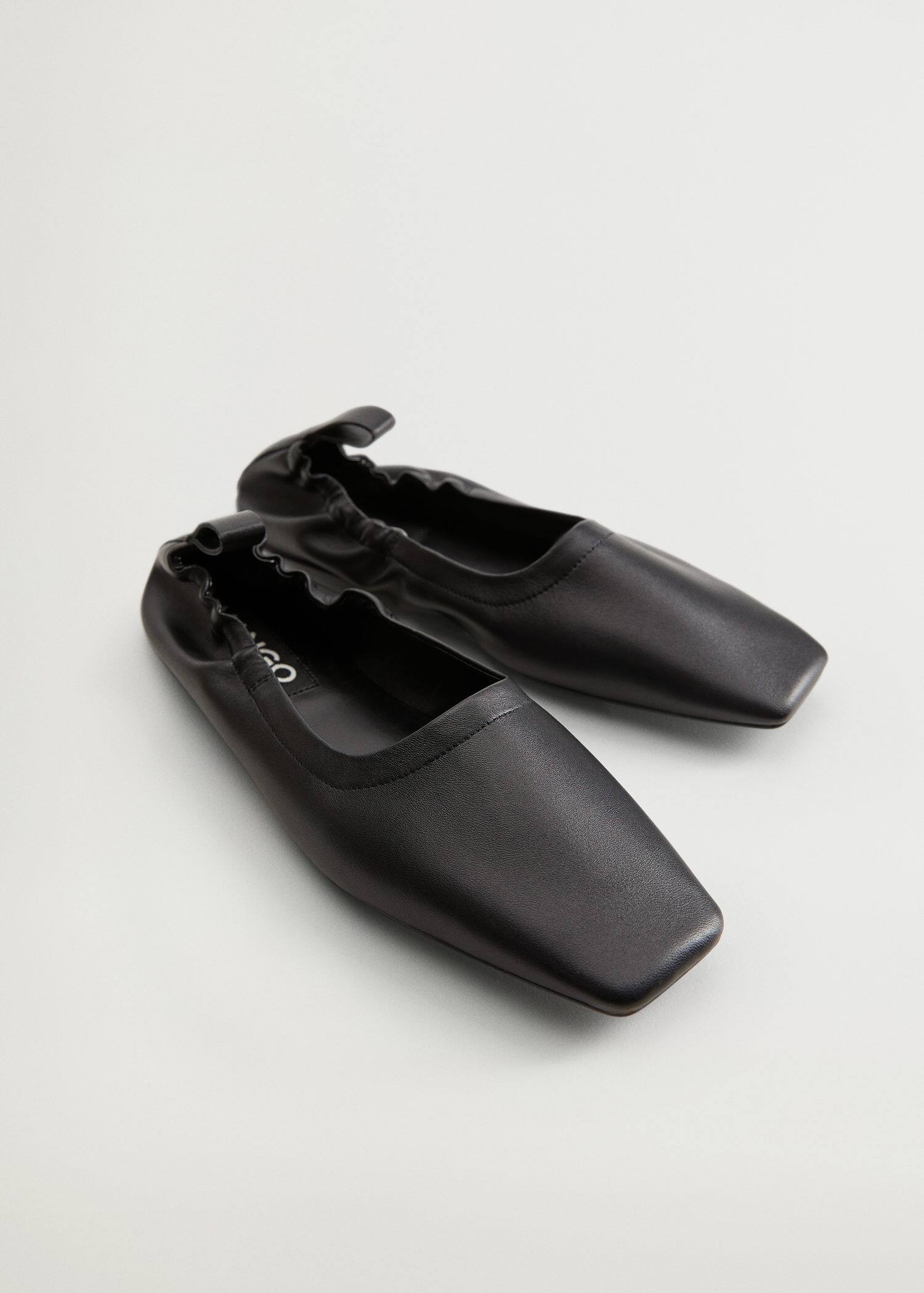 Gathered leather ballerina - Medium plane