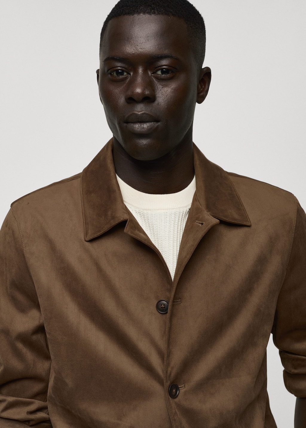 Suede effect overshirt with pockets