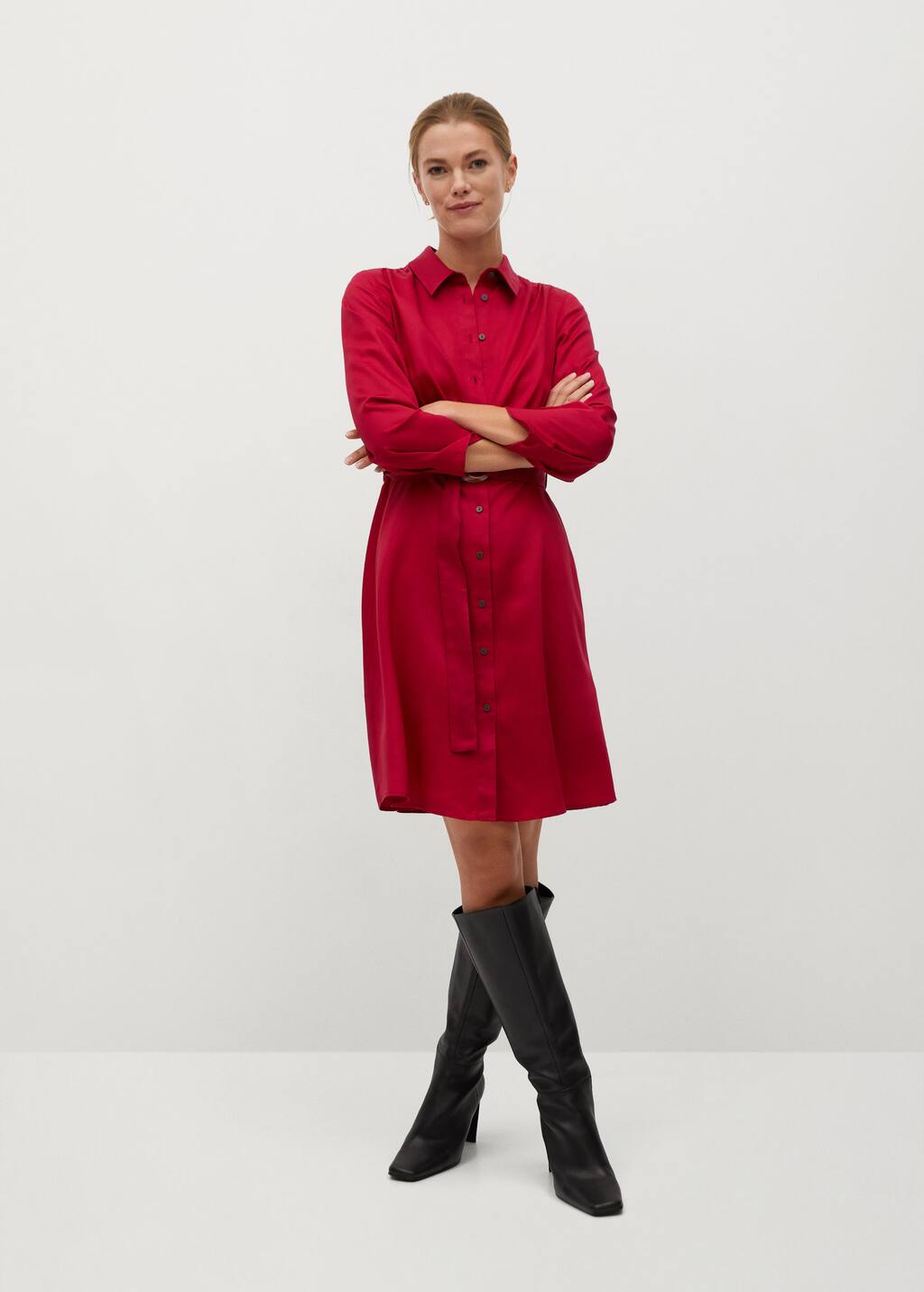 mango belt shirt dress