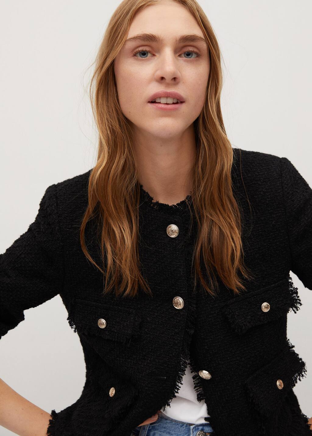 Mango Pocket tweed jacket 77076709 99