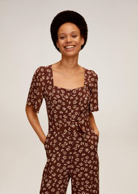 Geometric Print Midi Dress Woman Mango Singapore