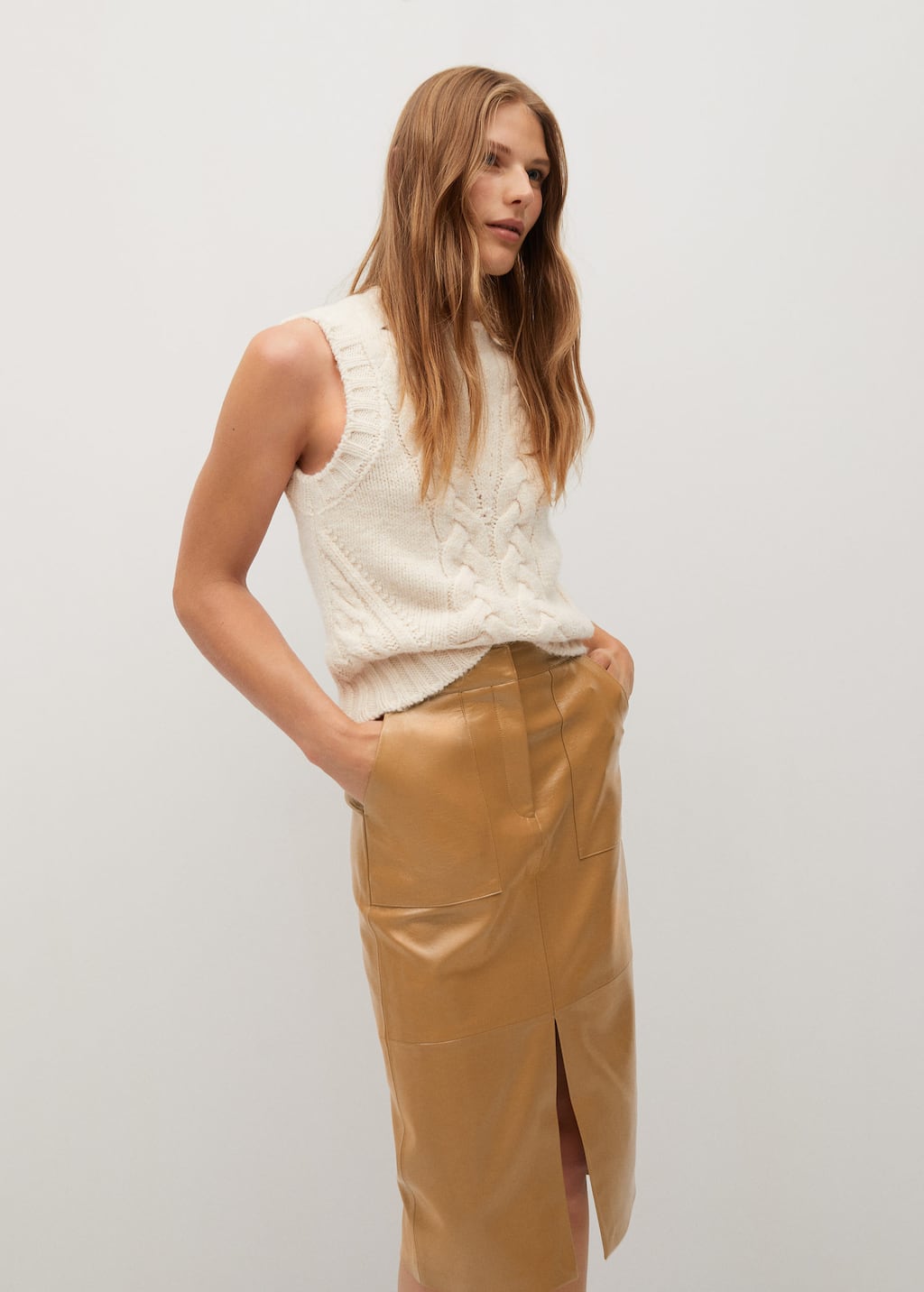 leather pencil skirt mango