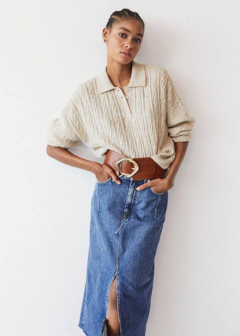 Los nuevos 'modelitos' de Mango (baratos) para volver a la rutina 2 Moncloa Falda midi denim - Detalle del artículo 4
