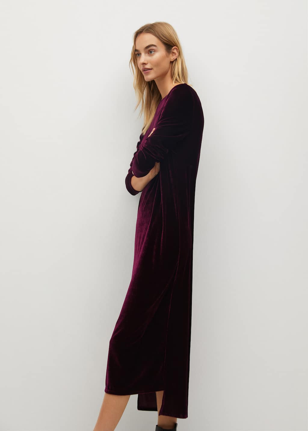 Mango Asymmetric velvet dress 77089212 76