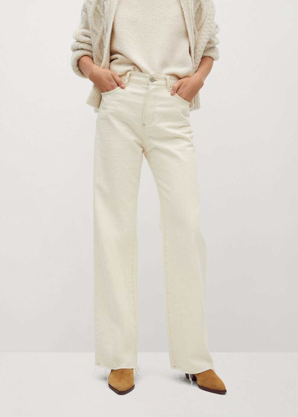 Wide Leg High Waist Jeans Woman Mango Singapore
