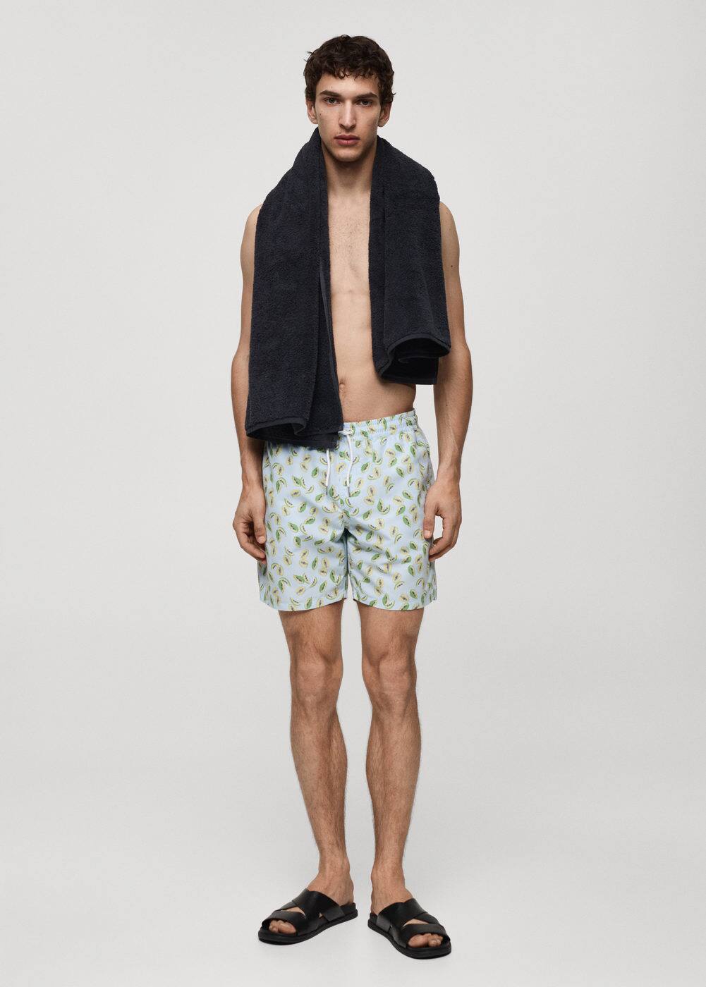 Mango Fruits Print Swimsuit Sky Blue In Bleu Ciel