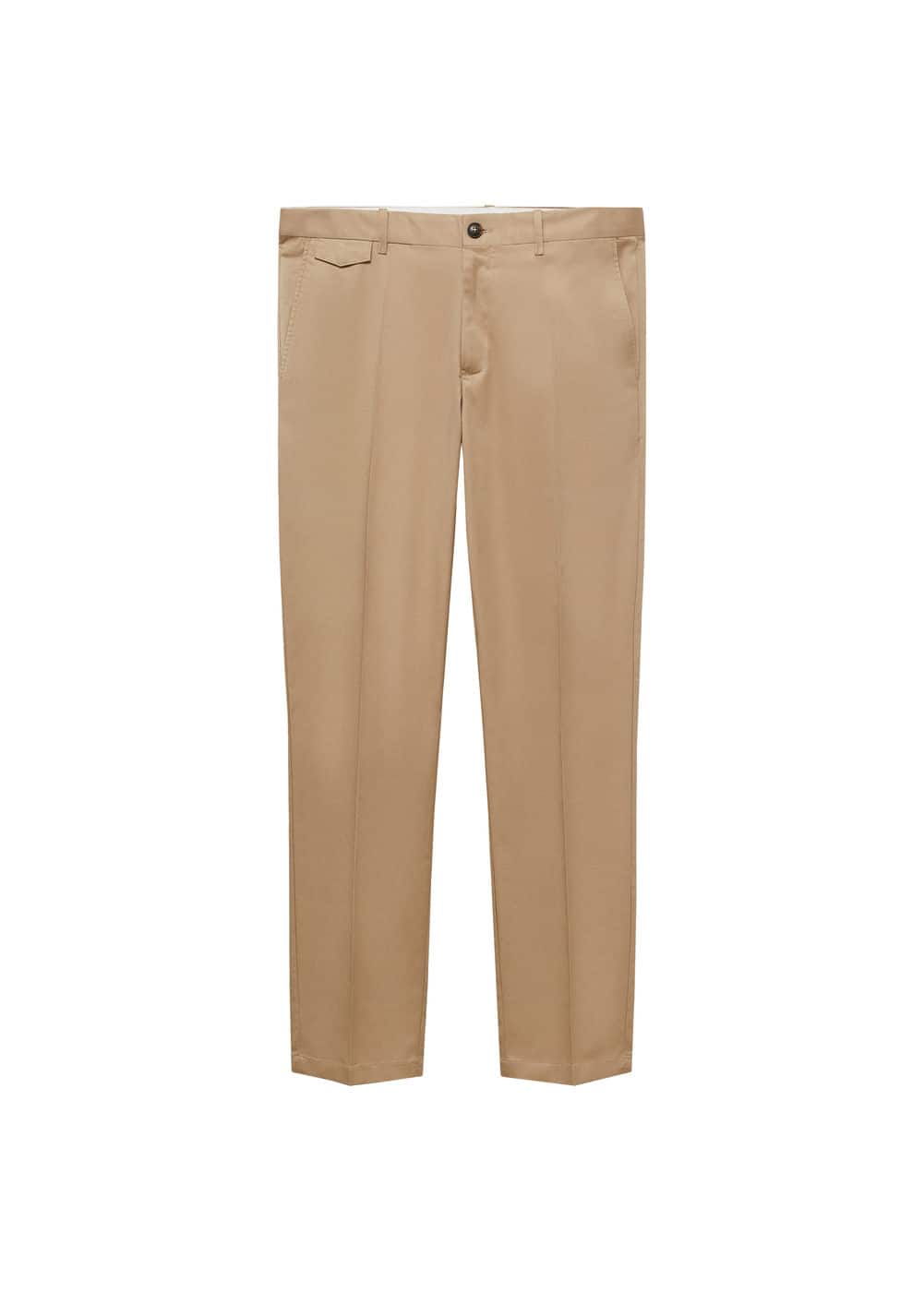 Mango Regular Fit Structure Cotton Trousers Beige In Beige