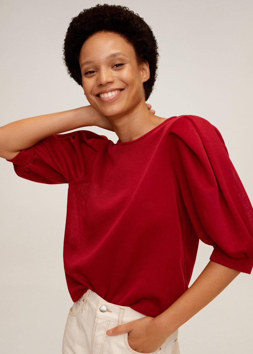 m-andrea:camiseta manga abullonada