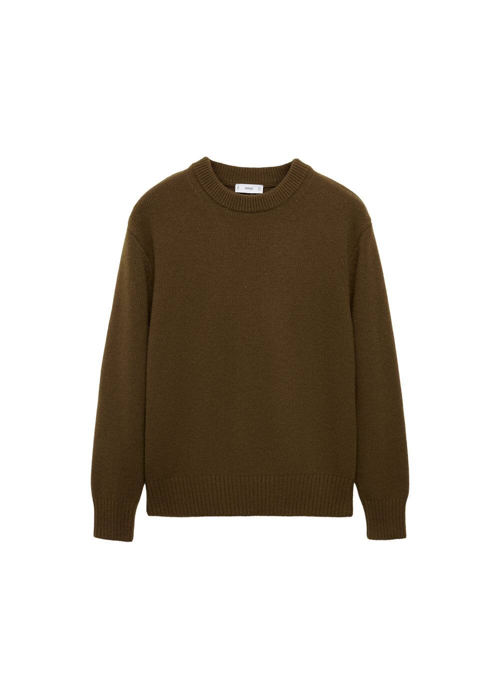 Mango Knitted Wool Blend Sweater Olive Green In Olive