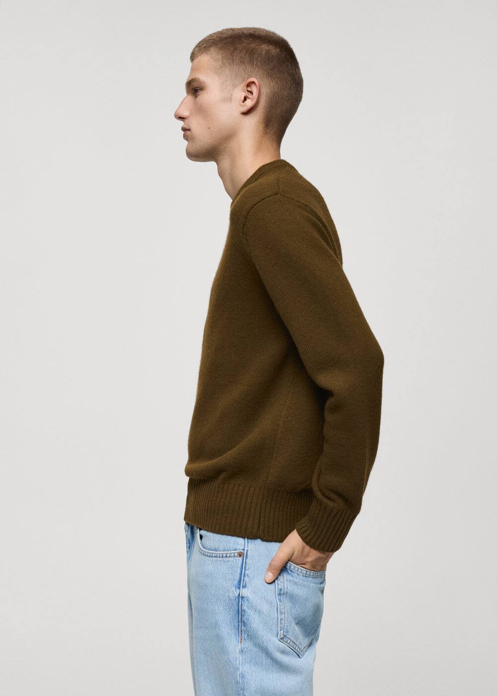 Mango Knitted Wool Blend Sweater Olive Green In Olive
