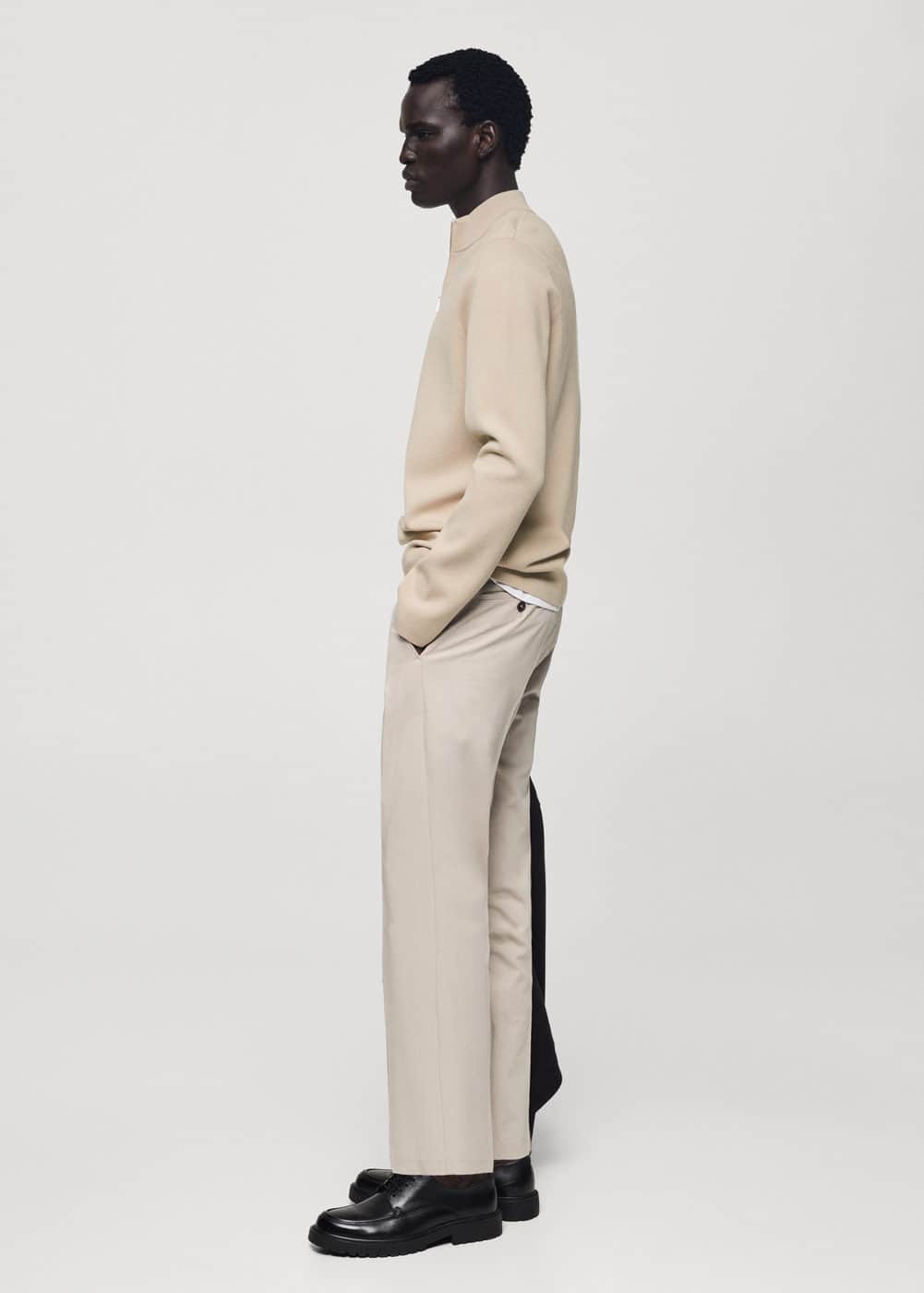 Mango Pull-over Col Montant Zip In Beige