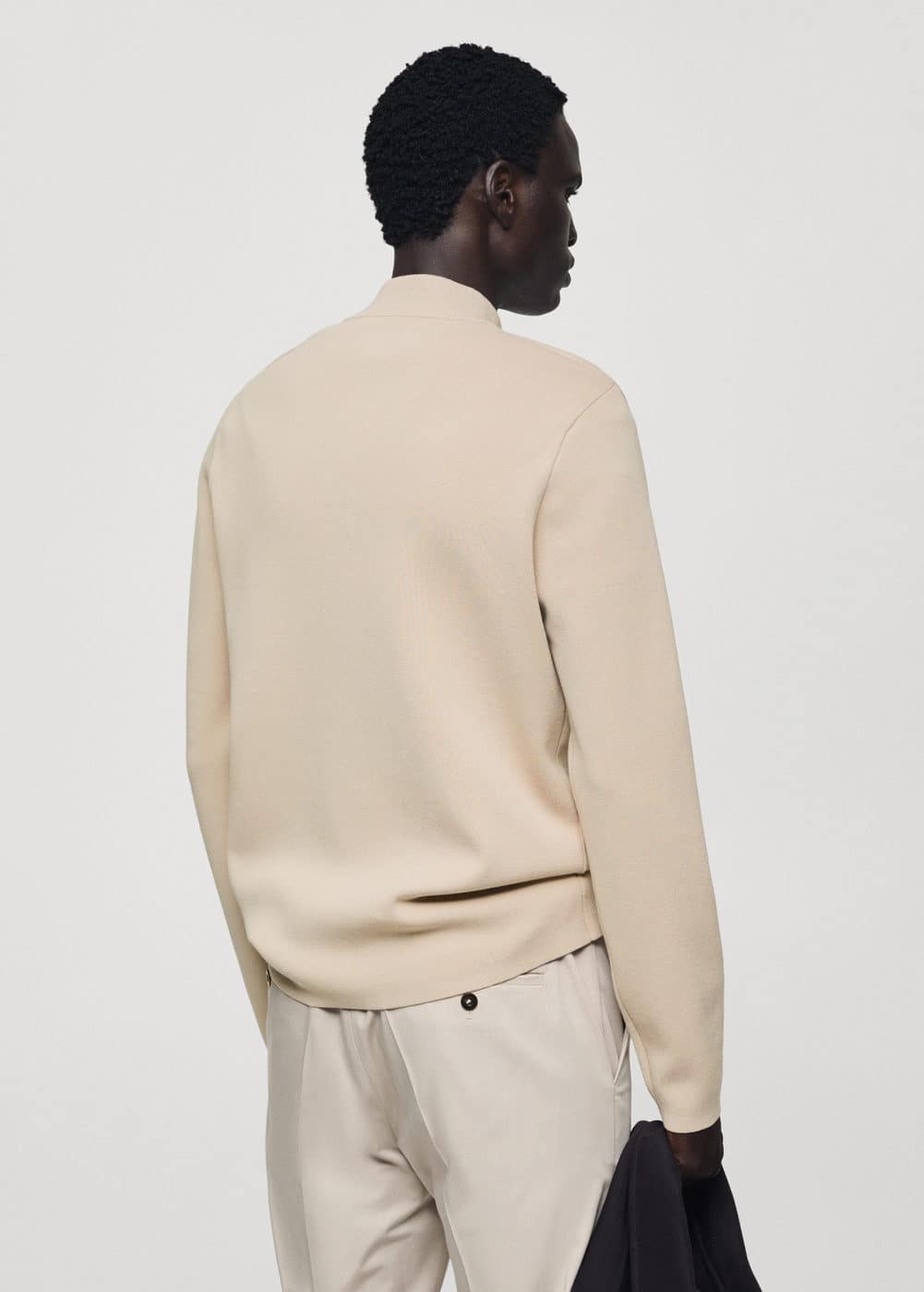Mango Pull-over Col Montant Zip In Beige