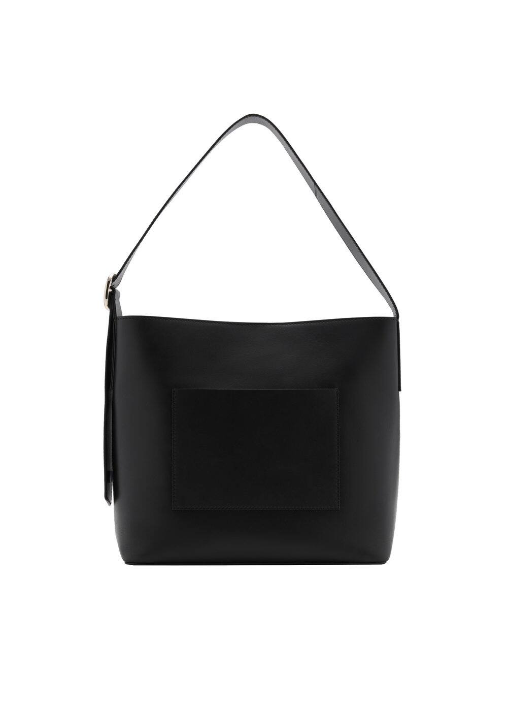 Mango Sac Shopper Cuir In Noir