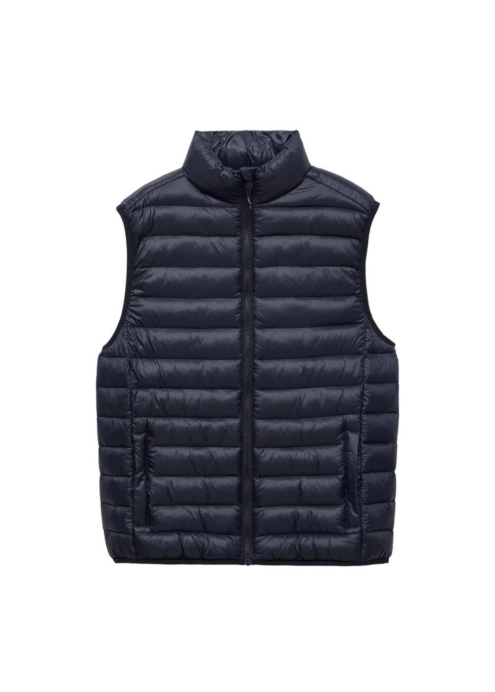Mango Quilted Gilet Dark Navy In Bleu Marine Foncé
