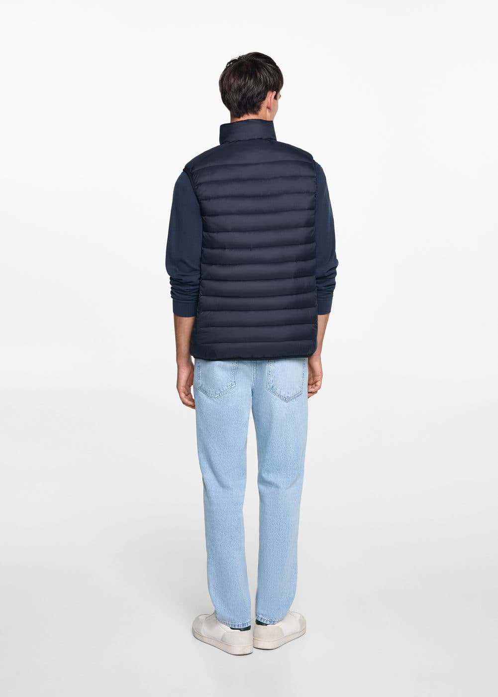 Mango Quilted Gilet Dark Navy In Bleu Marine Foncé