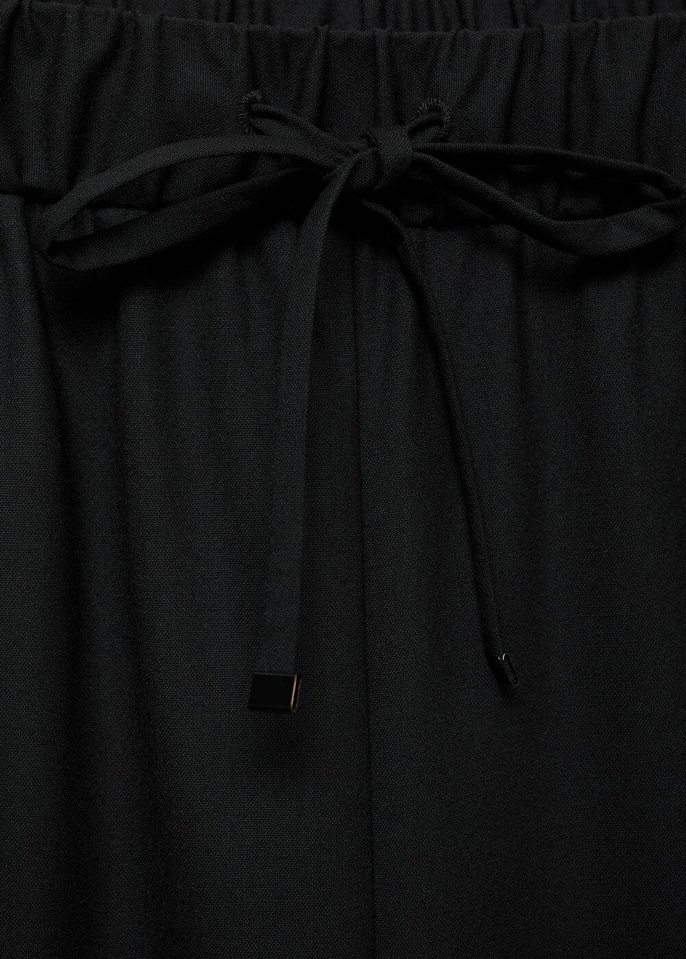 Mango Pintuck Longline Pants In Black In Black