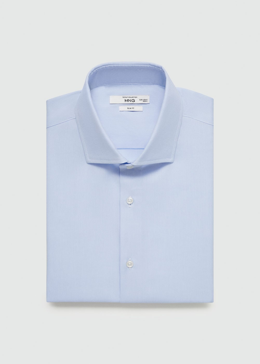 Mango Slim Fit Structured Suit Shirt Sky Blue In Bleu Ciel