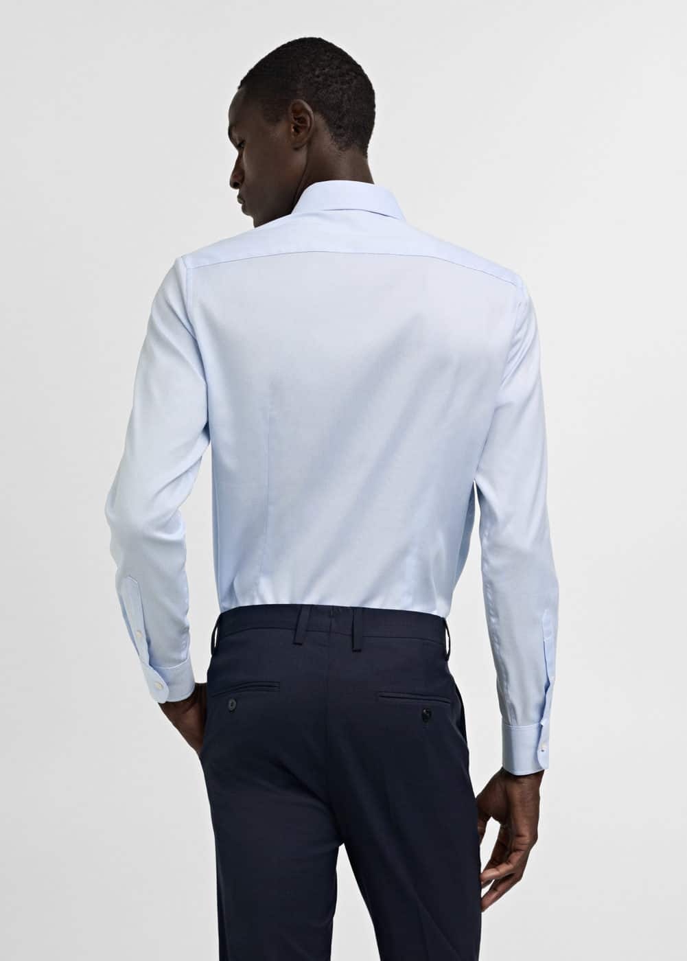 Mango Slim Fit Structured Suit Shirt Sky Blue In Bleu Ciel