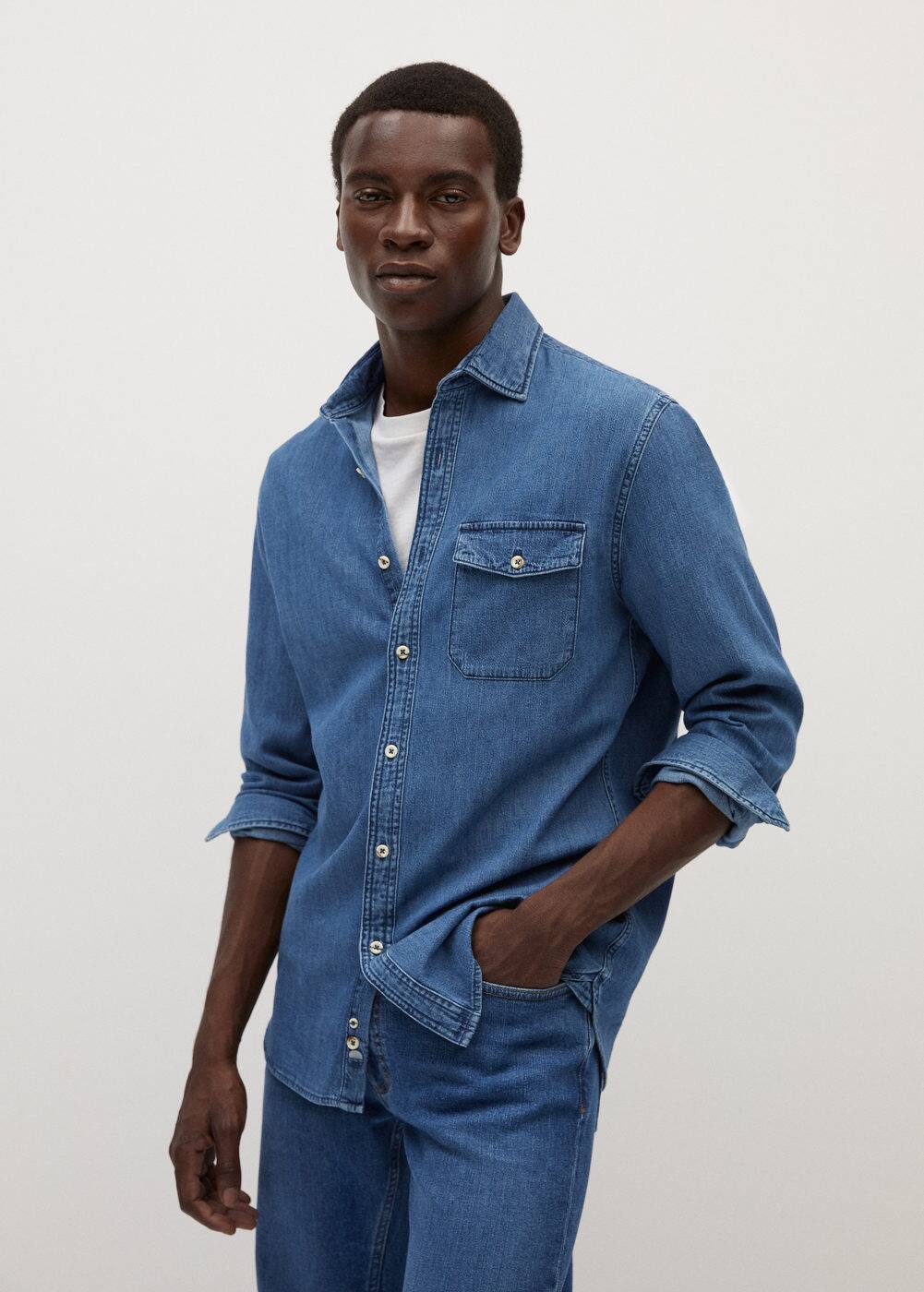 h-bomet:camisa regular-fit denim medio