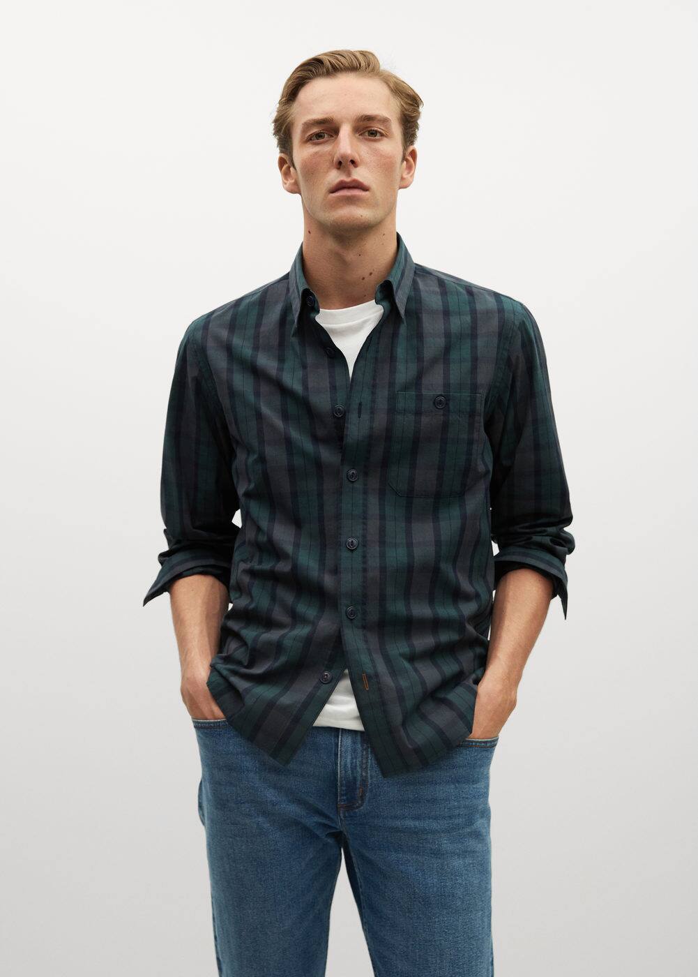 h-arizona:camisa regular fit algodon cuadros