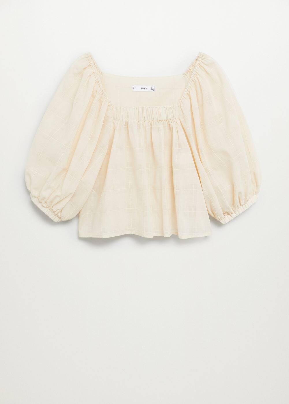 Puffed sleeves cotton blouse