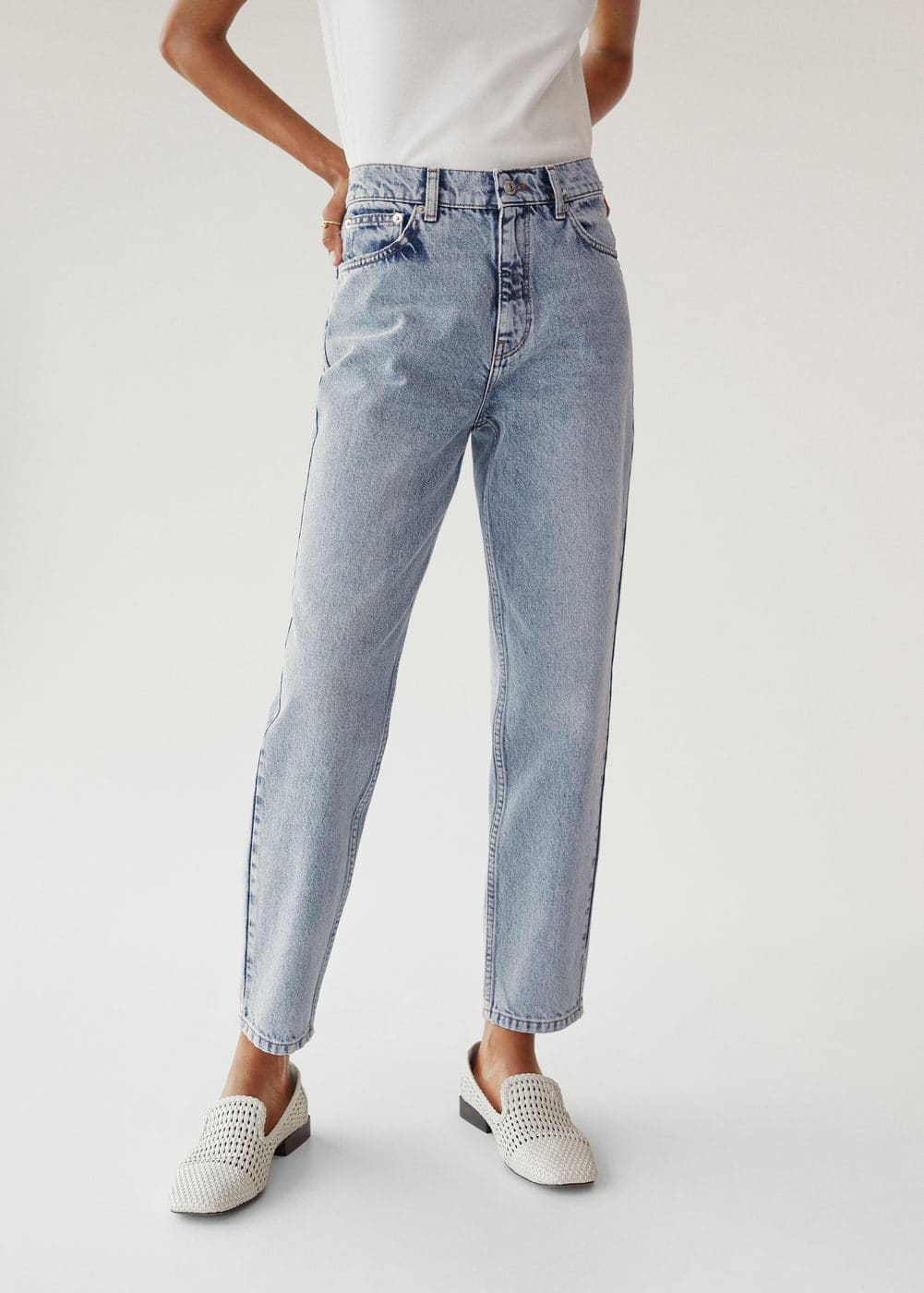 m-mom80:jeans mom-fit 100% algodon