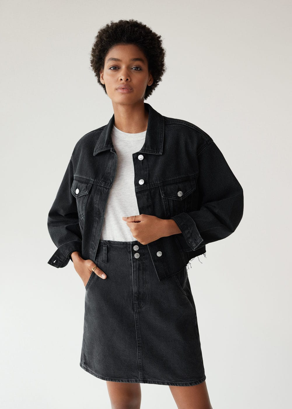 m-paperbag:minifalda denim botones