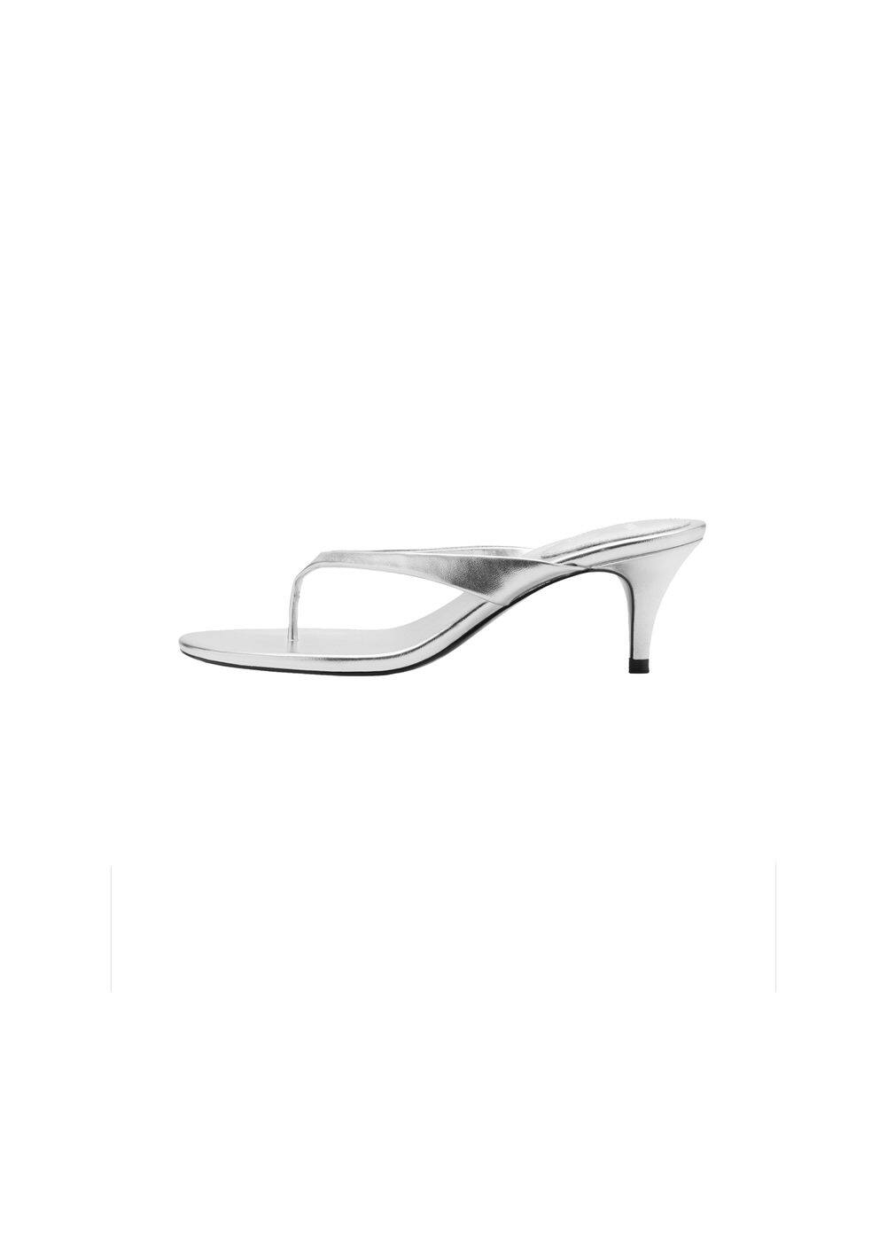 Mango Metallic Heel Sandals Silver In Argent