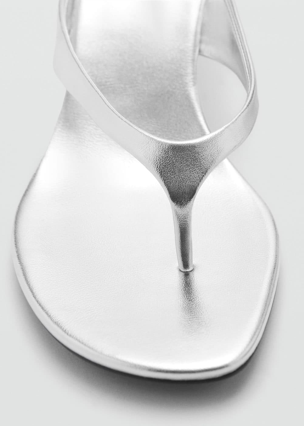 Mango Metallic Heel Sandals Silver In Argent