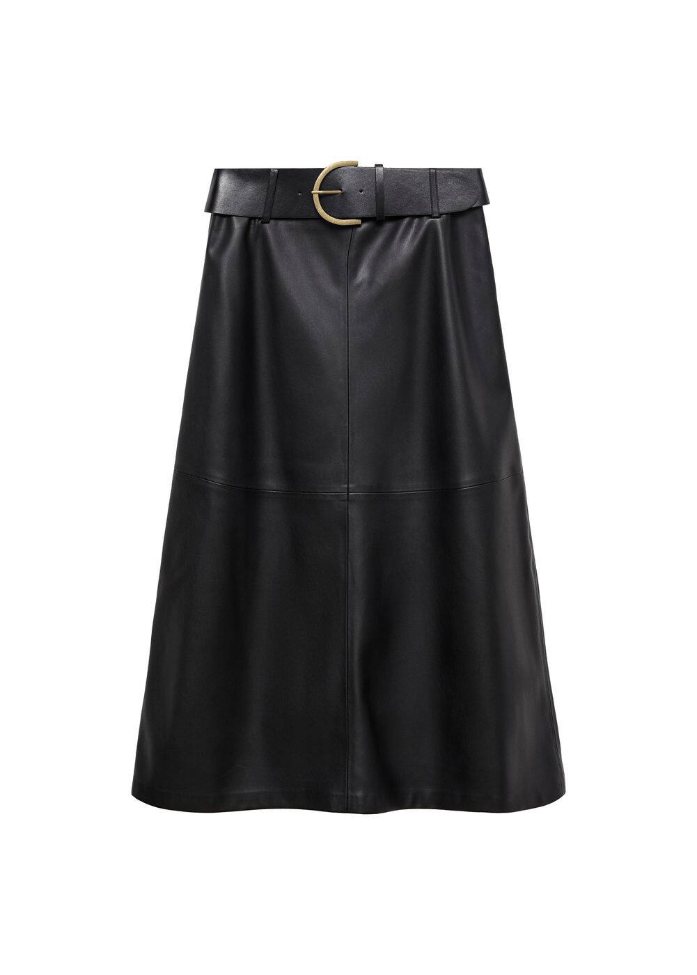 Mango Jupe Midi Similicuir In Noir
