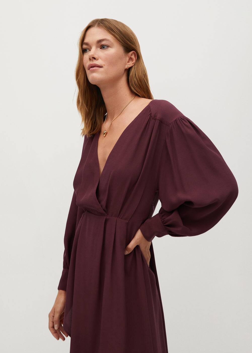 Puffed sleeves dress Woman MANGO OUTLET Greece