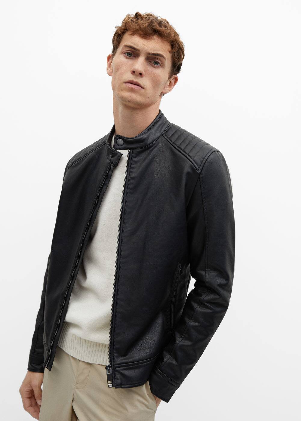 Cazadora biker efecto piel Hombre Mango Man México