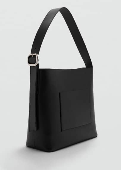 Mango Sac Shopper Cuir In Noir