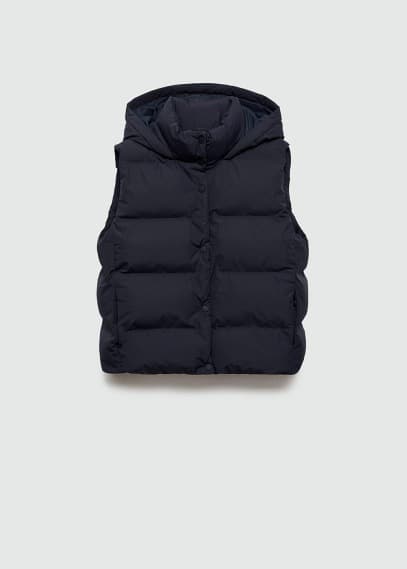 Mango Teen Quilted Gilet With Hood Dark Navy In Dark Navy