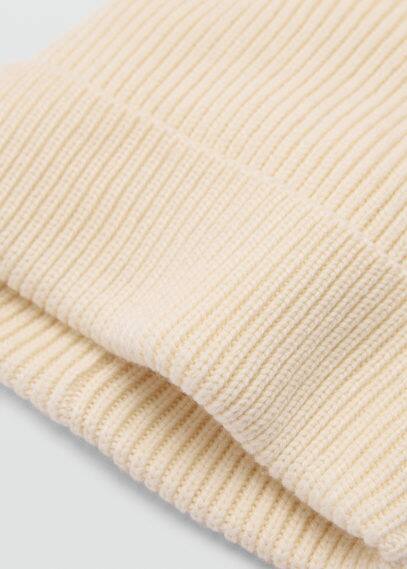 Mango Man Wool And Cashmere Blend Ribbed Hat Off White In Off White