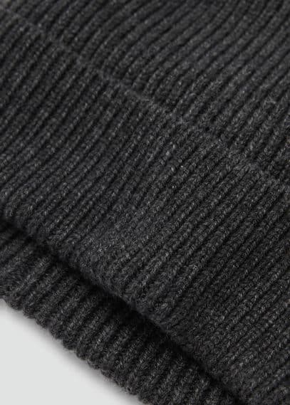 Mango Man Wool And Cashmere Blend Ribbed Hat Dark Heather Grey In Dark Heather Grey