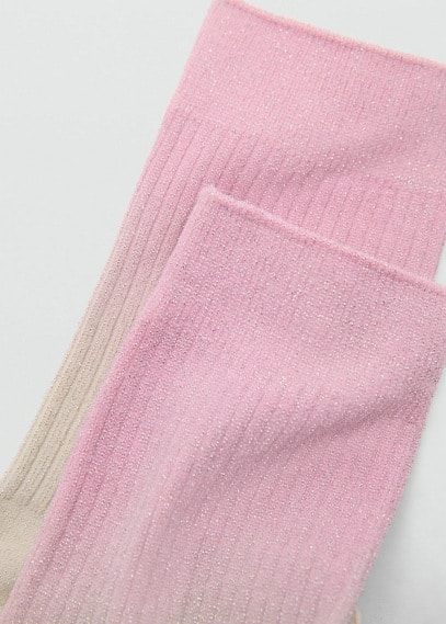 Mango Lurex Degraded Socks Pink