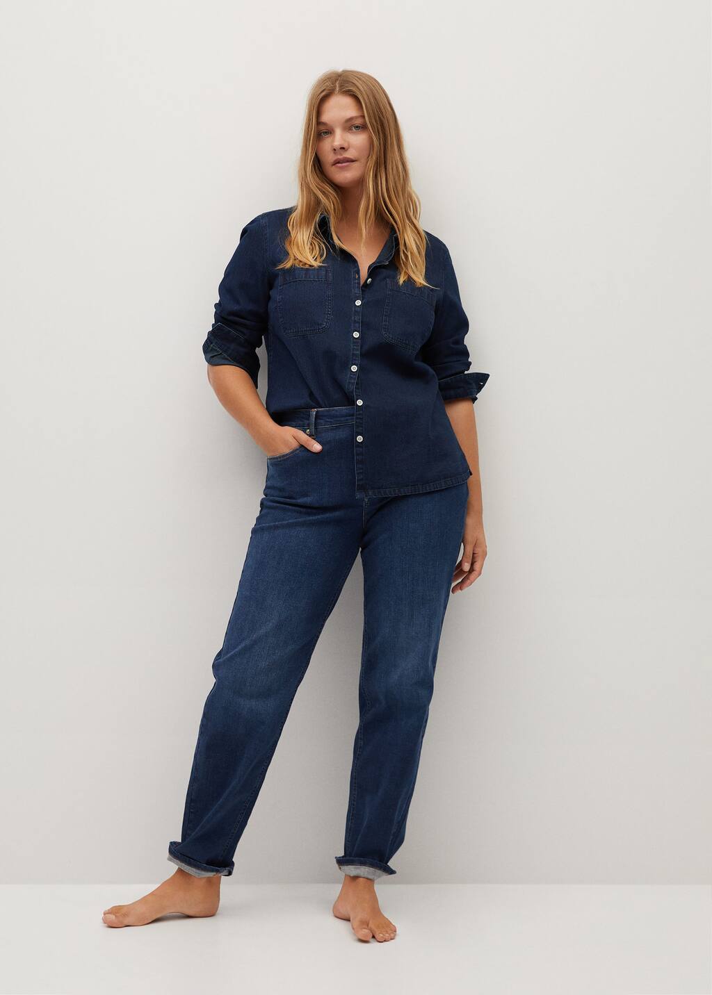 plus size dark denim shirt