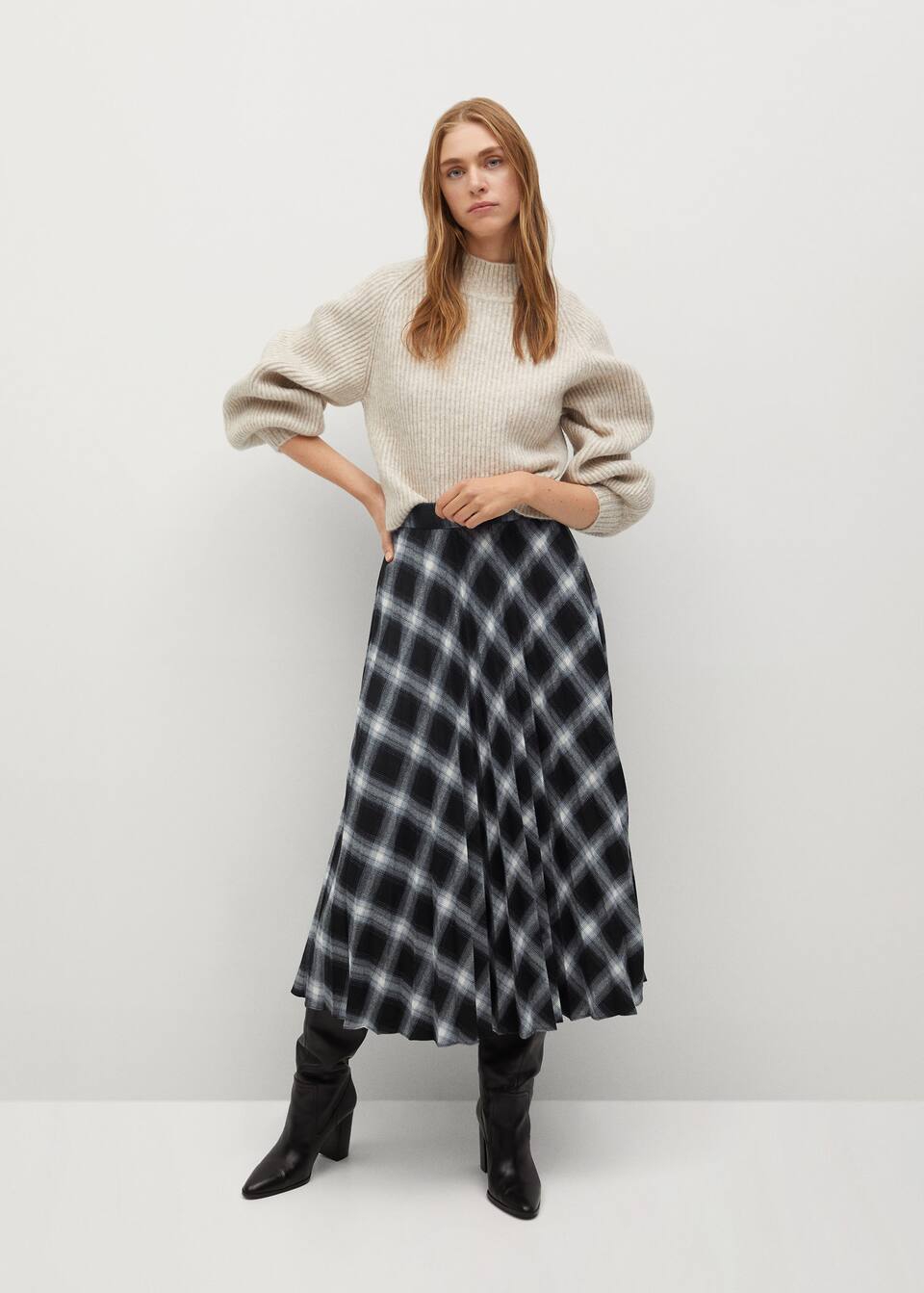 Plissierter Karo Rock Damen Mango Deutschland