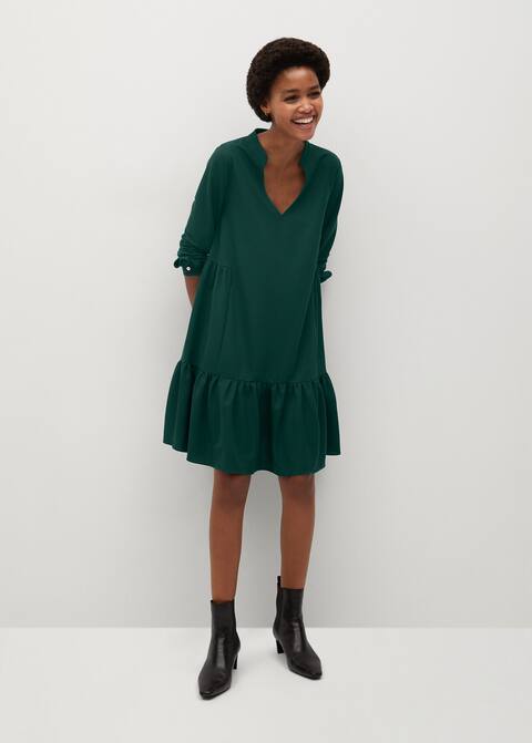 Vestidos preciosos de Mango a buen precio para lucir este otoño 6 Moncloa Vestido volante bajo - Plano general