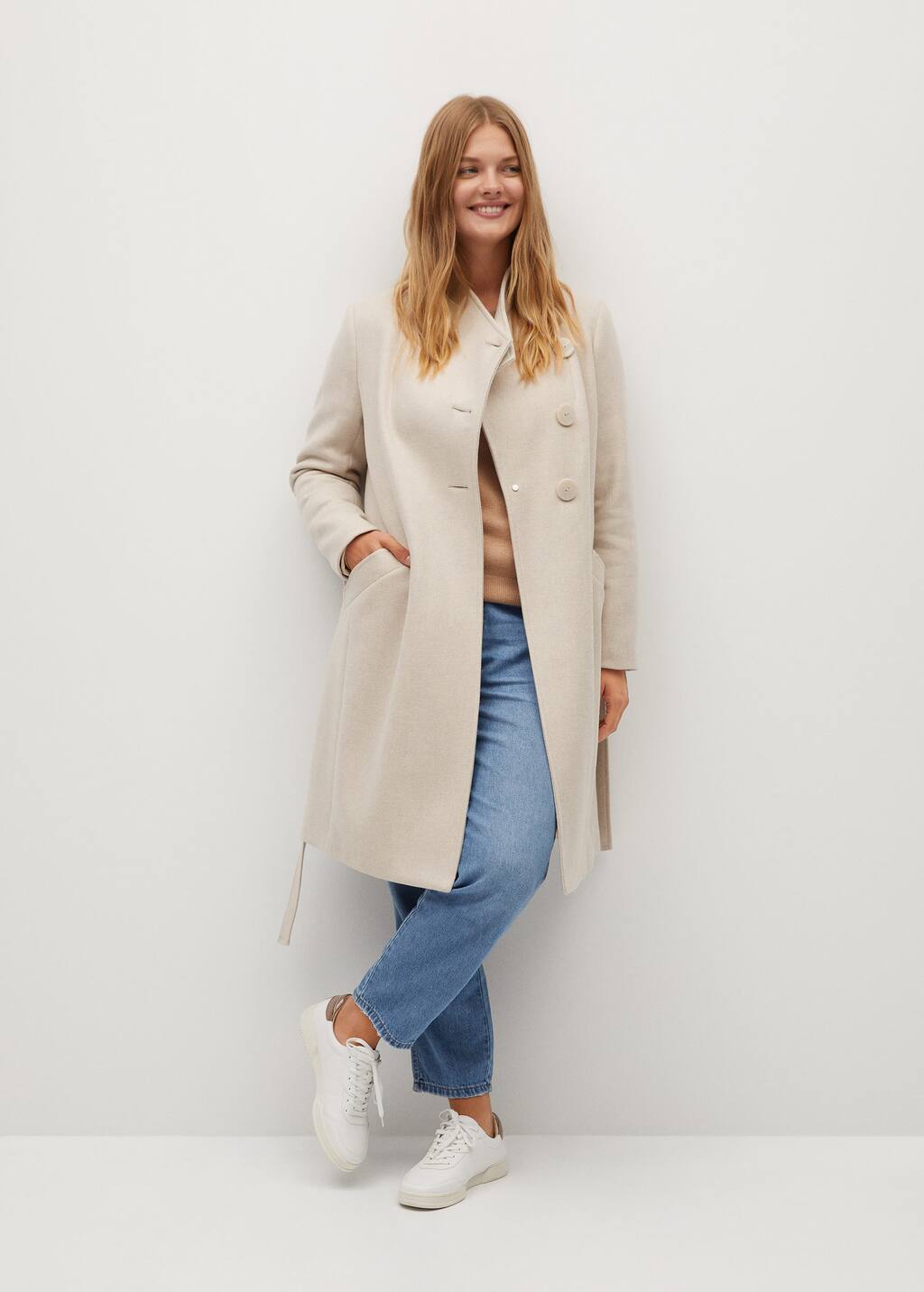 asymmetrical wool blend coat