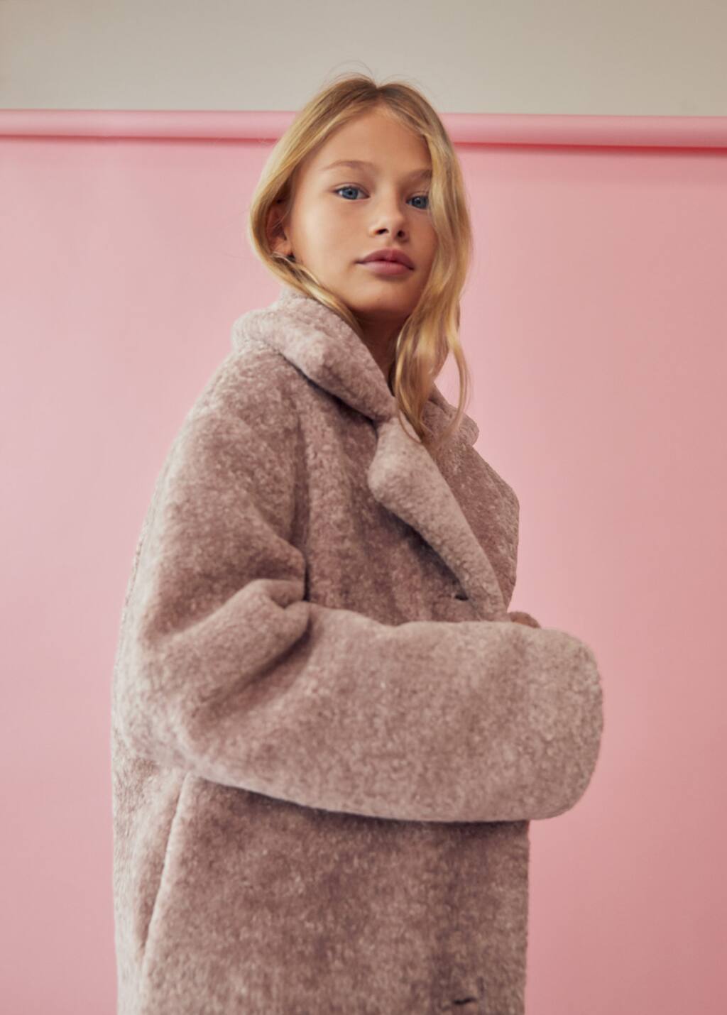 mango pink fur coat