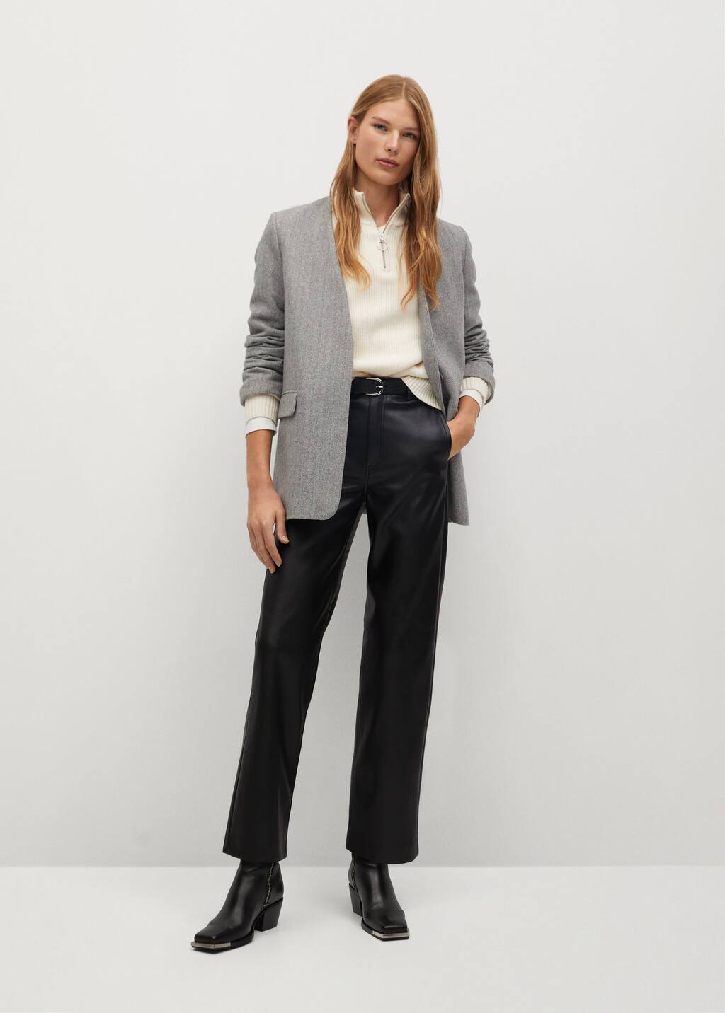 Mango Herringbone woolblend blazer 77047884 92