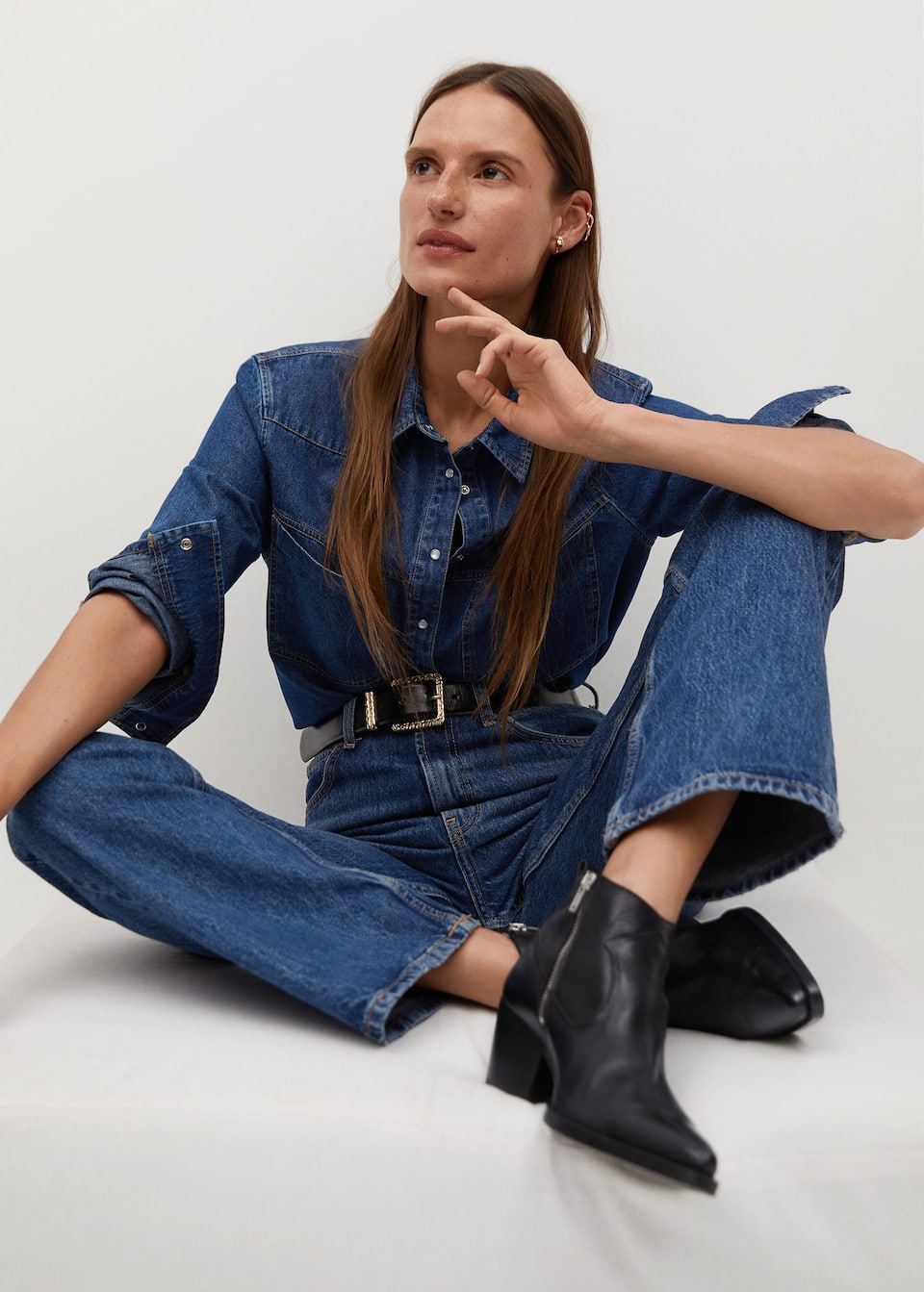 topuklu deri yarim bot kadin mango