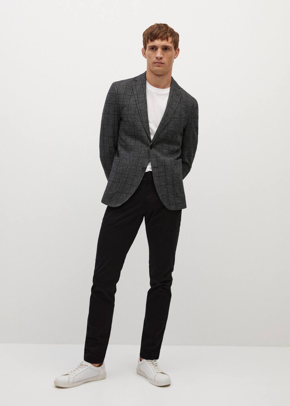 Slim Fit Check Wool Blend Blazer Man Mango Man Slovenia