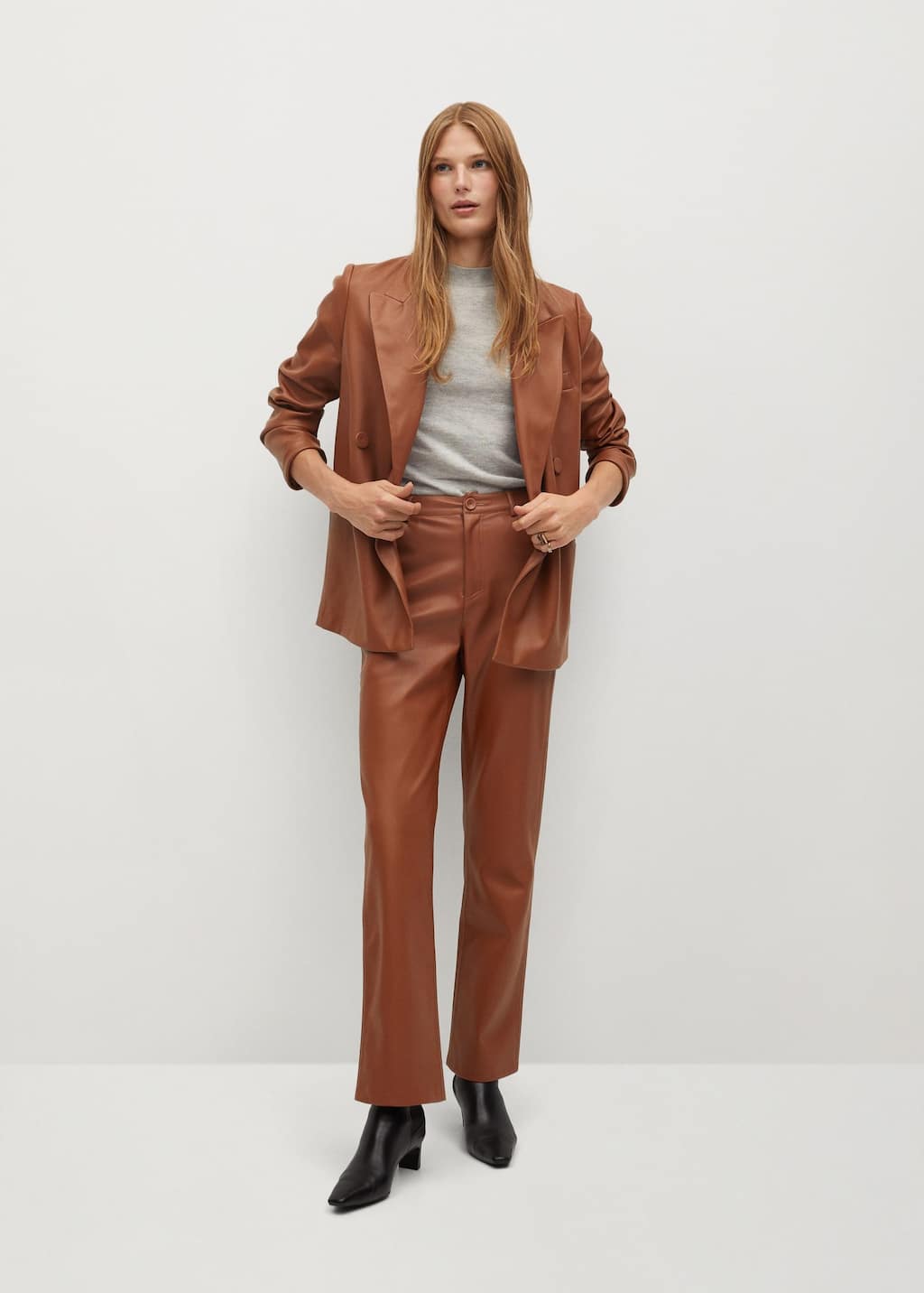 Mango Leathereffect straight trousers 77057890 30